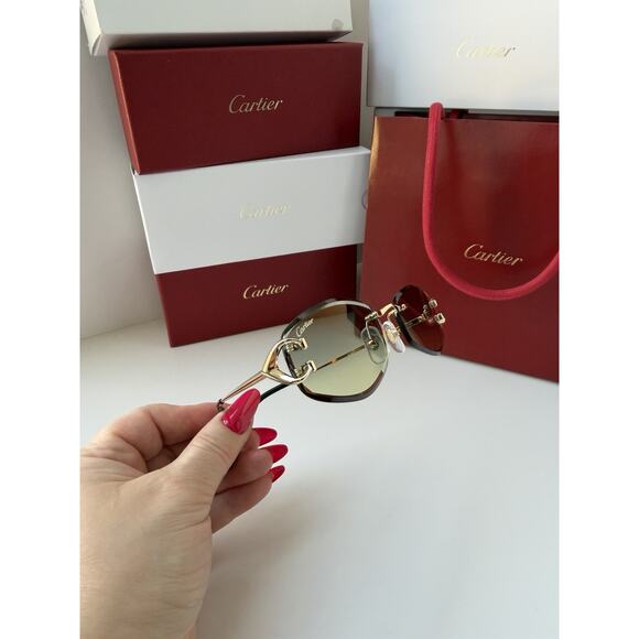 CARTIER C De Cartier CT0467S 003 Gold Green Gradient Women Sunglasses AUTHENTIC main image 15